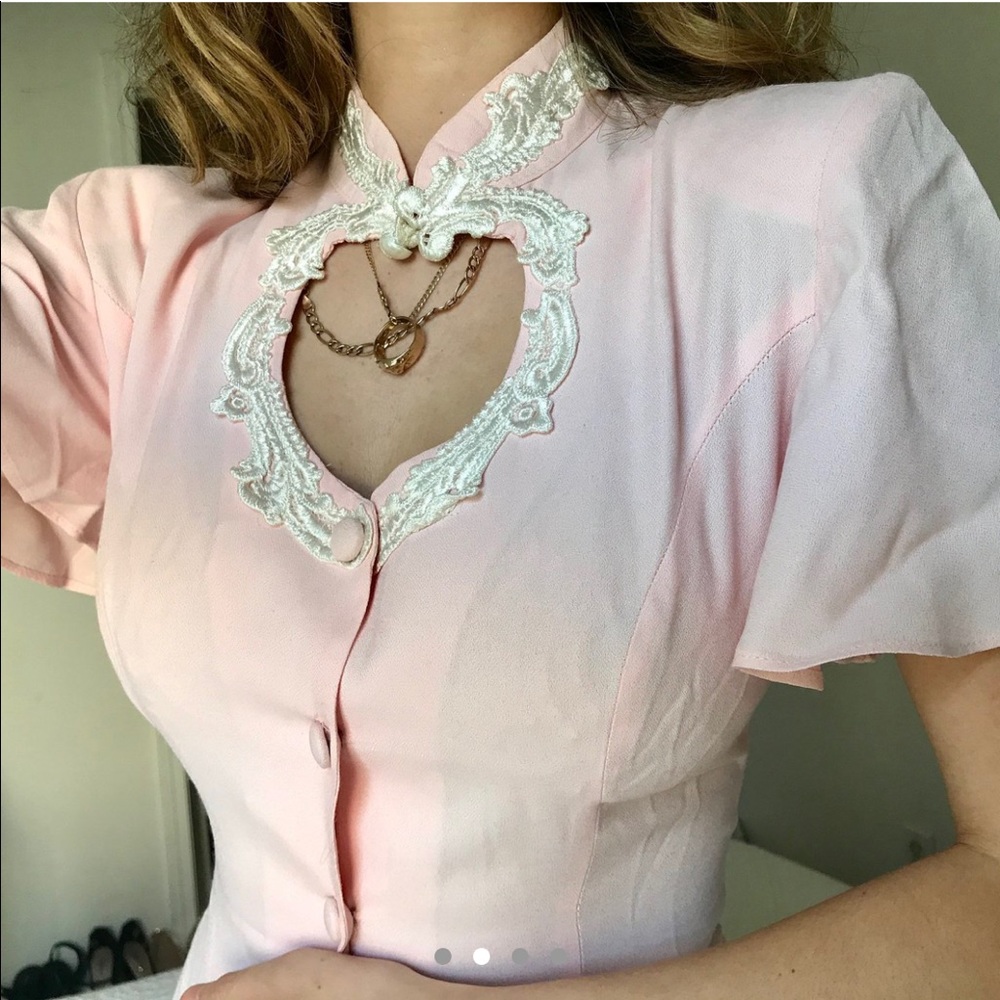 Fredericks of Hollywood baby pink button dress